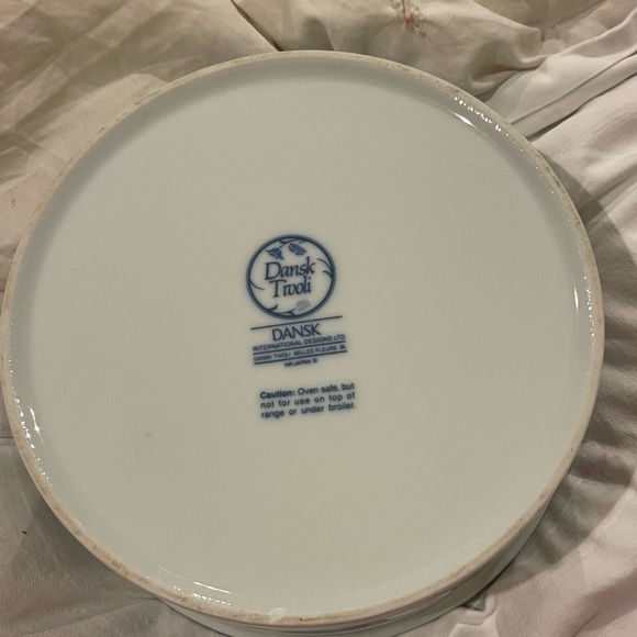 DANSK Tivoli “Belles Fleurs” BLUE Round Soufflé Casserole Baking Dish 8.25” RARE - Picture 2 of 9